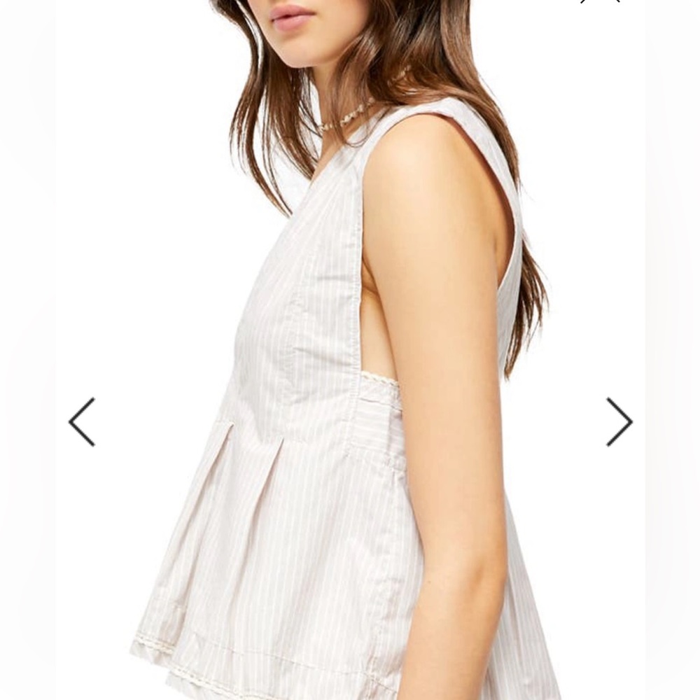 NWOT Free People Good Feels Striped Peplum Top Sz medium sleeveless summer - Picture 3 of 15